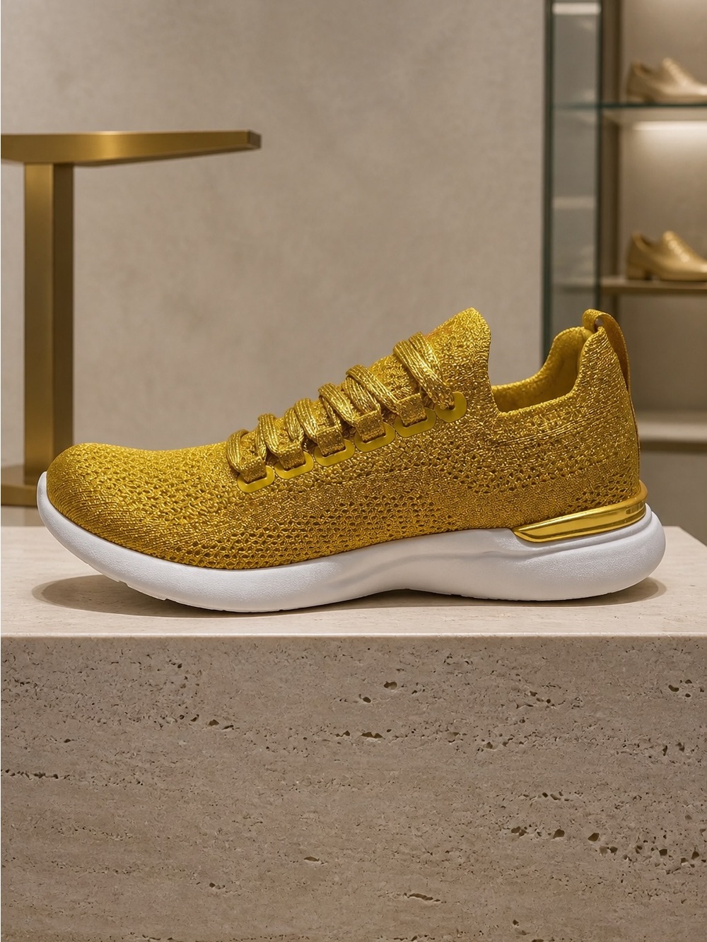 NIB APL Women’s Techloom Breeze 24K Metallic Gold Athletic Shoe Sneaker - Size 5